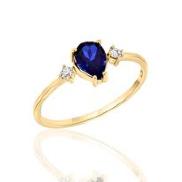 14K Gold Ring with Amethyst and Diamond