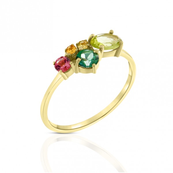 14K Gold Ring with semiprecious stones