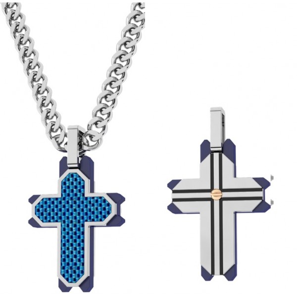 Rosso Amante Mens Stainless Steel Cross