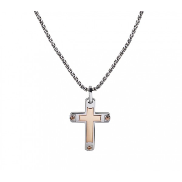 Rosso Amante Mens Stainless Steel Cross