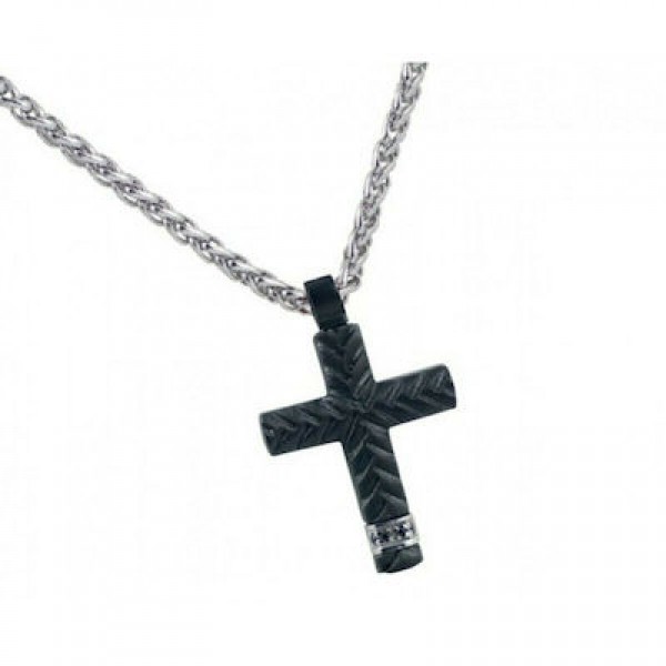 Rosso Amante Mens Stainless Steel Cross