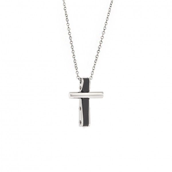 Senza Mens Stainless Steel Cross with chain 