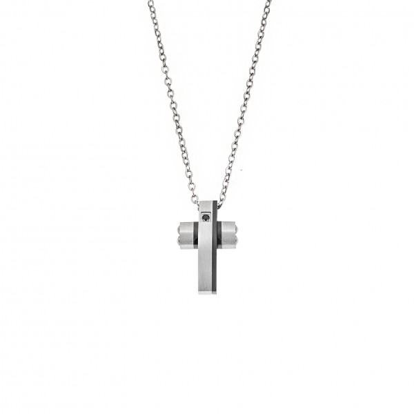 Senza Mens Stainless Steel Cross with chain 