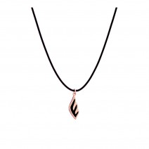 Angel 9kt rose gold pendant with essenza, on black cord S