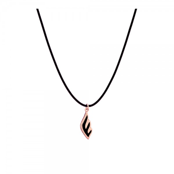 Angel 9kt rose gold pendant with essenza, on black cord S