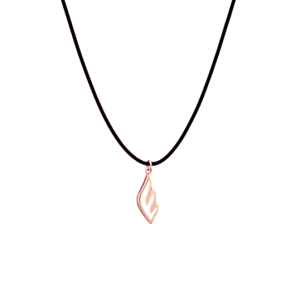 Angel 9kt rose gold pendant with essenza, on black cord S