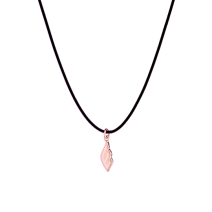 Angel 9kt rose gold pendant with essenza, on black cord XS