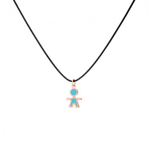 Baby 9kt gold pendant with essenza, on black cord XS