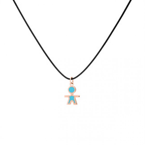 Baby 9kt gold pendant with essenza, on black cord XS