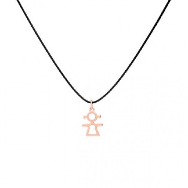 Baby 9kt gold pendant with essenza, on black cord XS