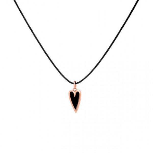 Nina 9kt gold pendant with essenza, on black cord XS