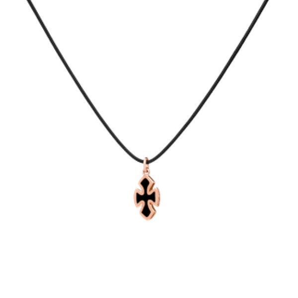 Robin 9kt gold pendant with essenza, on black cord XS
