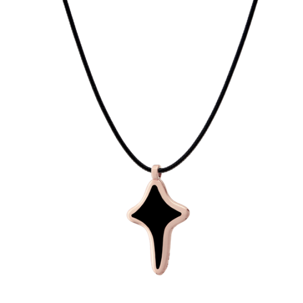 Spirit 9kt gold pendant with essenza, on black cord L
