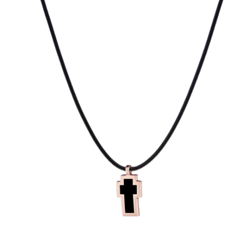 Tattoo 9kt gold pendant with essenza, on black cord S