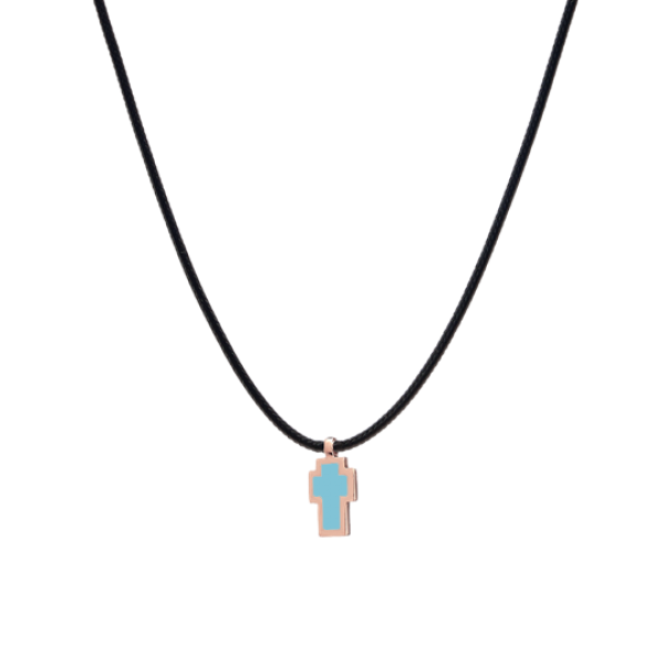 Tattoo 9kt gold pendant with essenza, on black cord XS