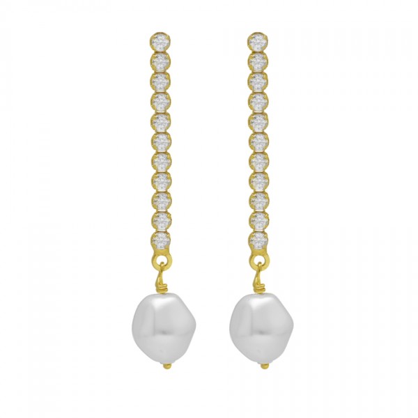 Earings in goldplated silver 925 with pearls