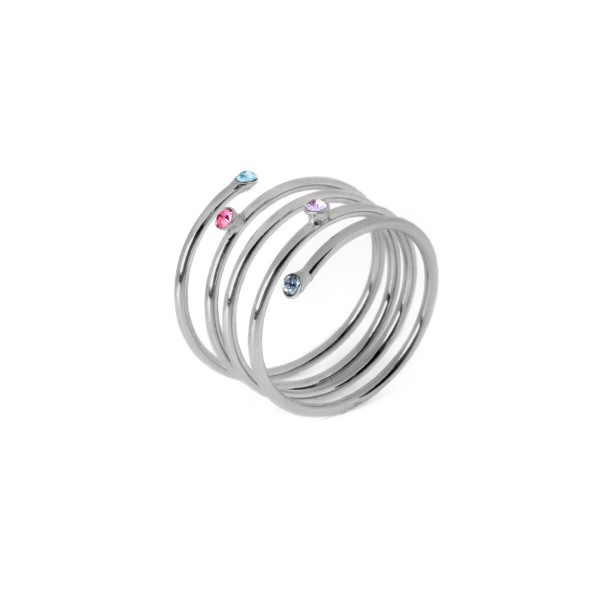 Victoria Cruz Silver ring with Swarovski stones
