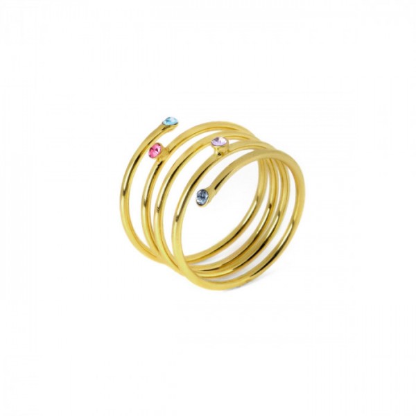 Victoria Cruz Goldplated Silver ring with Swarovski stones
