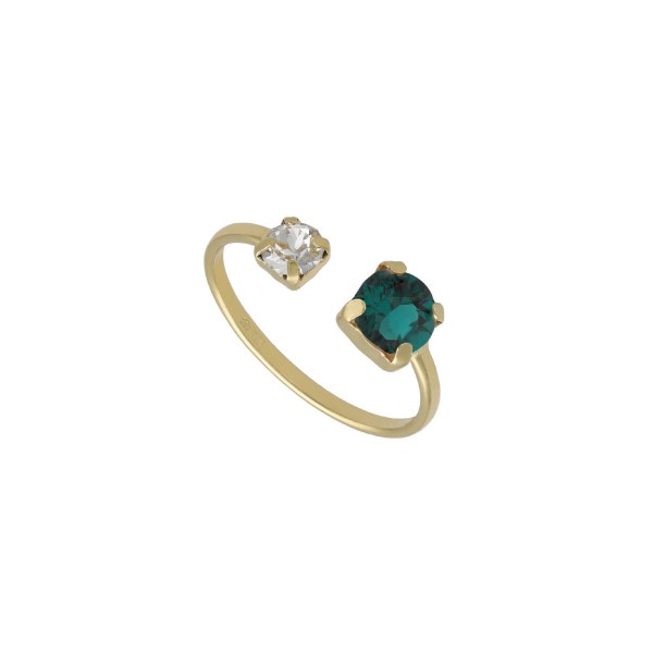 Victoria Cruz Silver Ring with Swarovski Stones