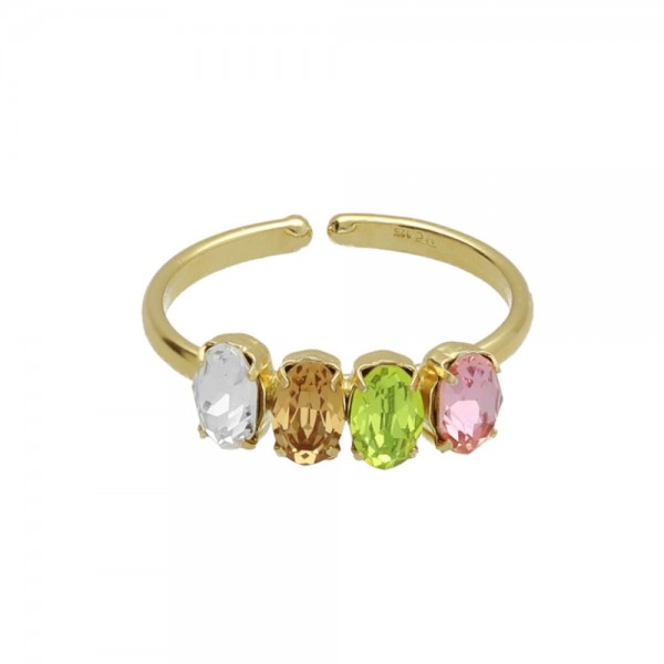 Goldplated Victoria Cruz Ring in Silver 925 with Swarovski Stones