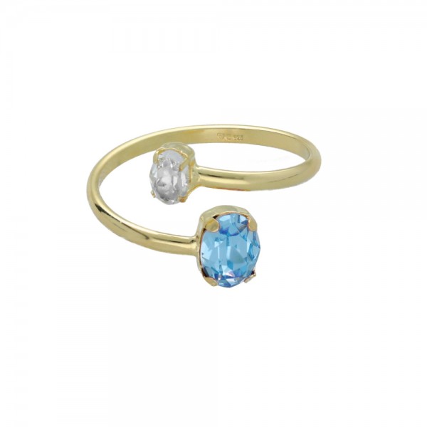 Goldplated Victoria Cruz Ring in Silver 925 with Swarovski Stones