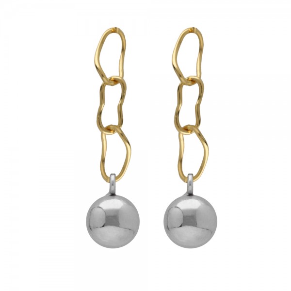 Τwo Tone Victoria Cruz Earrings in 925 Silver