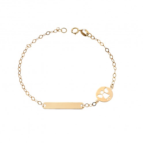 Παιδικό Βραχιόλι Ταυτότητα με Αγγελάκι από Χρυσό 14κτ