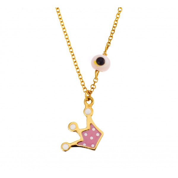 Children's necklace in 9 carat gold with enamel