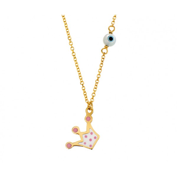 Children's necklace in 9 carat gold with enamel