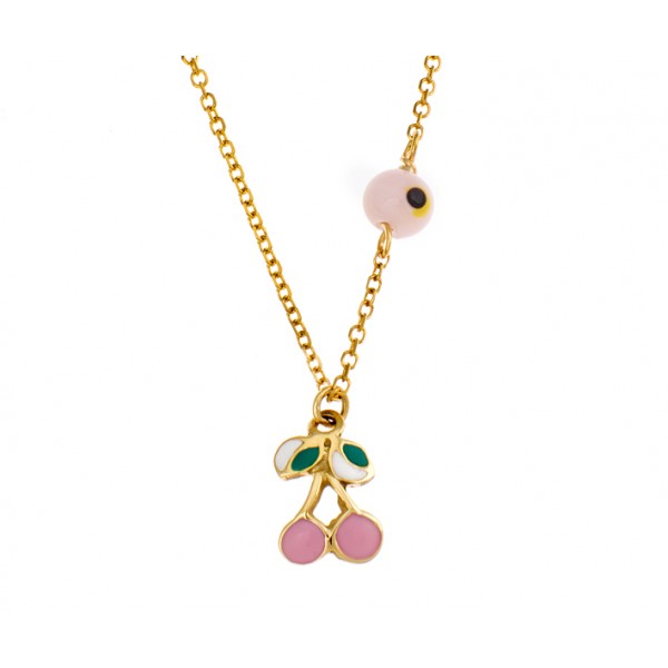 Children's necklace in 9 carat gold with enamel