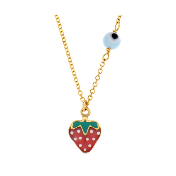 Children's necklace in 9 carat gold with enamel