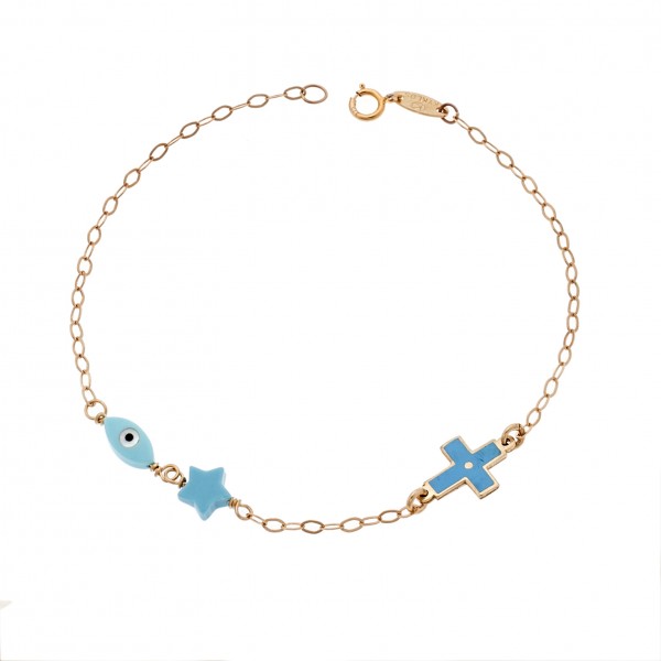 Children's bracelet in 9 carat gold with enamel