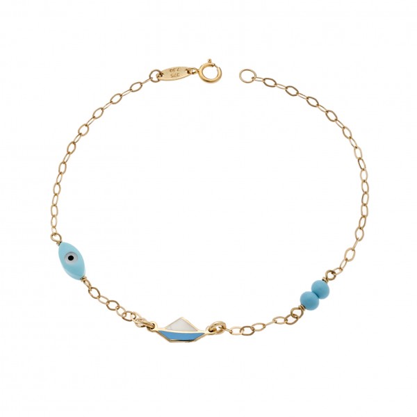 Children's bracelet in 9 carat gold with enamel