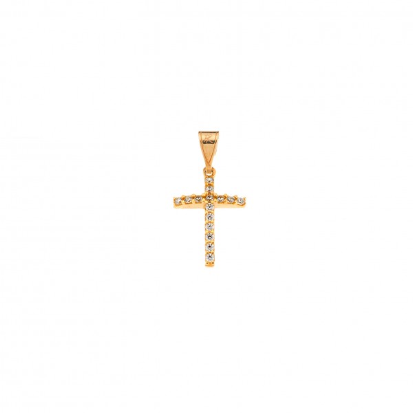 9carats yellow gold cross with zircon