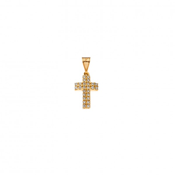 9carats yellow gold cross with zircon