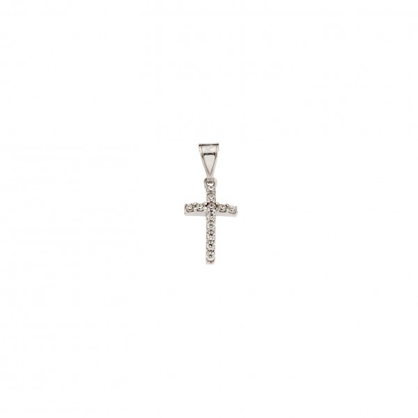 9carats white gold cross with zircon