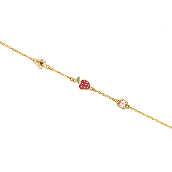 Children's bracelet in 14 carat gold with enamel