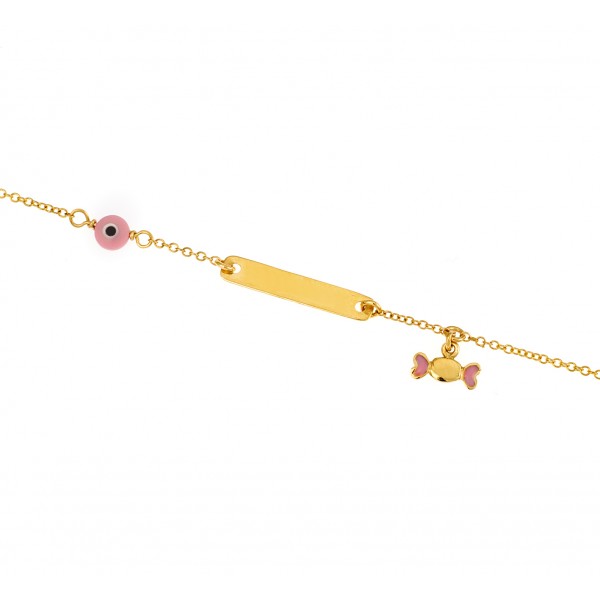 Children's bracelet in 14 carat gold with enamel