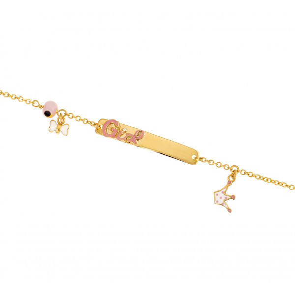 Children's bracelet in 14 carat gold with enamel