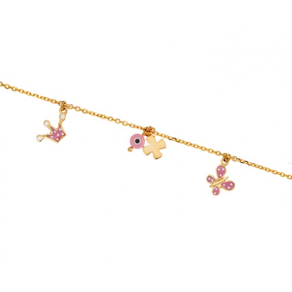 Children's bracelet in 14 carat gold with enamel