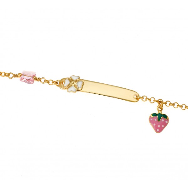 Βραχιόλι παιδικό ταυτότητα σε επιχρυσωμένο  ασήμι 925 με σμάλτο