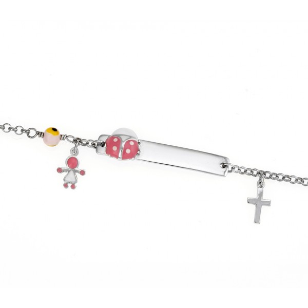 Βραχιόλι παιδικό ταυτότητα σε ασήμι 925 με σμάλτο