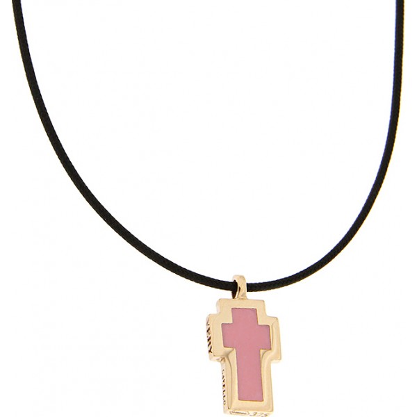 Tattoo 9kt gold pendant with essenza, on black cord S