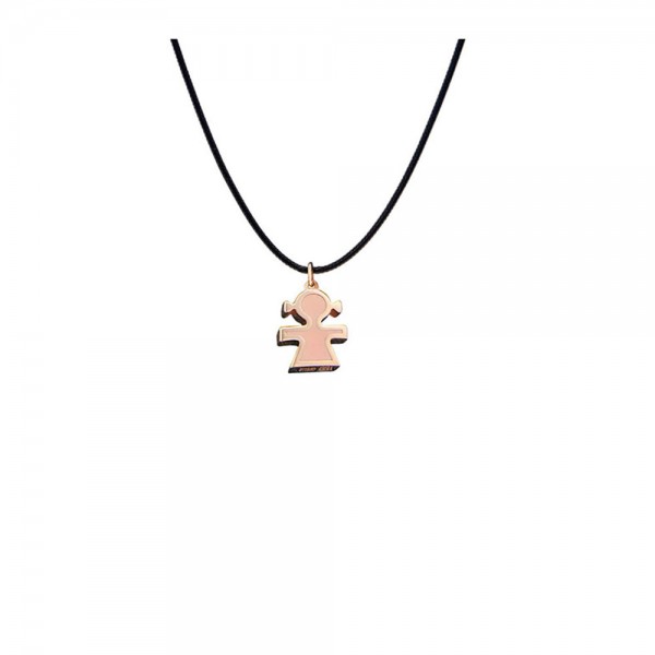 Baby 9kt gold pendant with essenza, on black cord XS