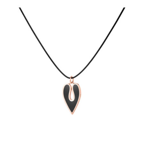 Lola 9kt gold pendant with essenza, on black cord S