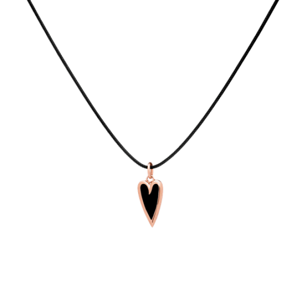 Nina 9kt gold pendant with essenza, on black cord S
