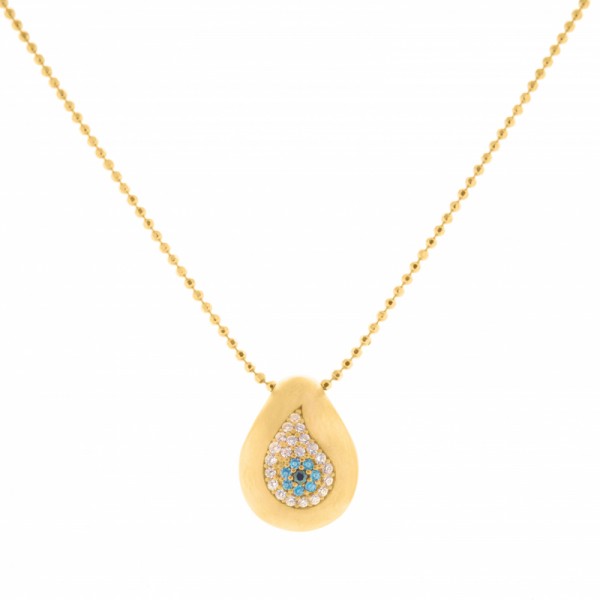Brass egg with zircon and silver chain